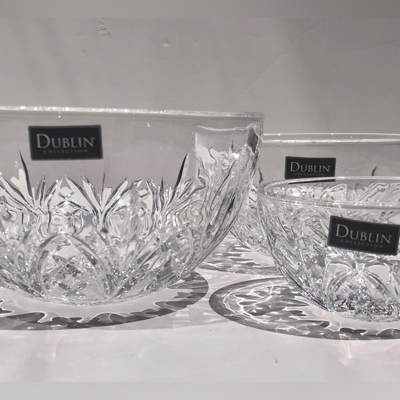 DUBLIN CRYSTAL BOWL SET  3 PIECES DIAMETER: 3 3/4, 5", 6", CRYSTAL COLLECTION - Picture 4 of 10
